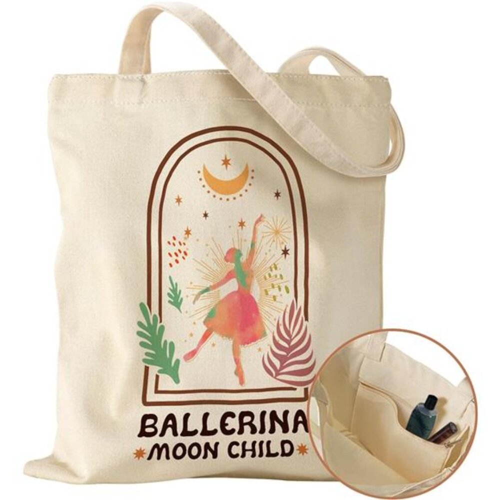 Canvas Tote Bag with Inner Pocket for Women, Cloth Cotton Totes Bag